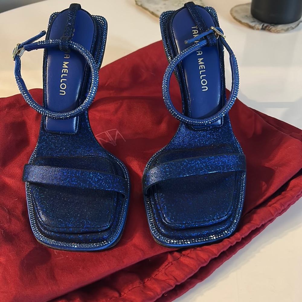 Tamara Mellon Blue Crystal Solstice sandals 100mm 37.5